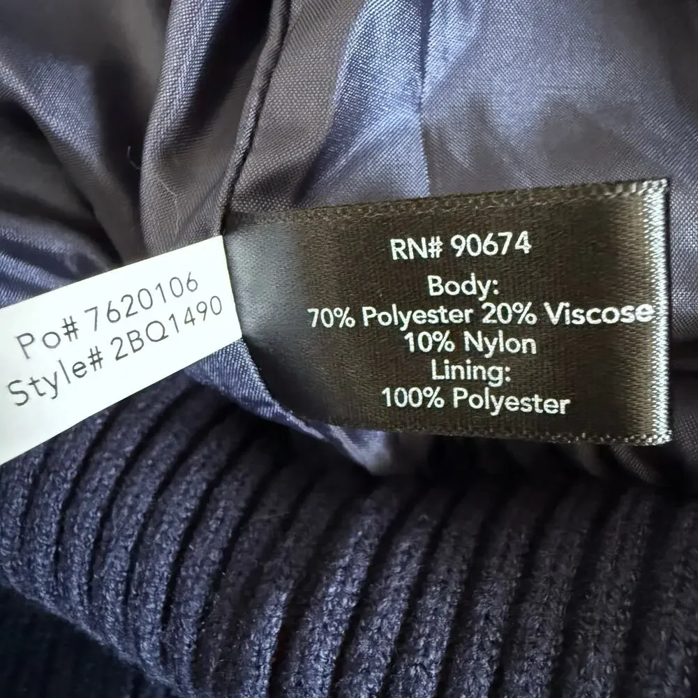 Boston Proper Faux Fur Jacket - XL - Blue Neutral Animal Print Winter Structured - Picture 5 of 7